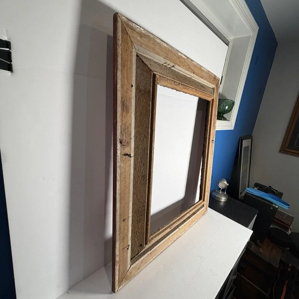 Antique 19thC Hand Carved Wood Picture Frame Ornate Baroque Scroll Gilt 29